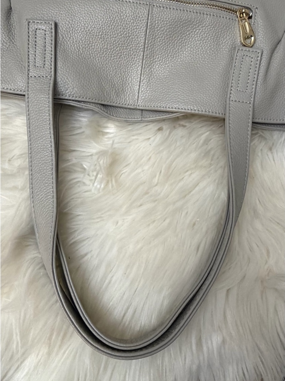 Classic Pebbled Leather Tote in Light Gray - Picture 10 of 15